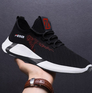 New Sports Shoes Men's Breathable Casual Mesh Shoes Comfort Increase Lace-up Non-slip Low-top Running Shoes - Phosgene