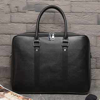 Men's Real-leather Handbag Double Zipper Cattlehide Leather Fashion - Phosgene