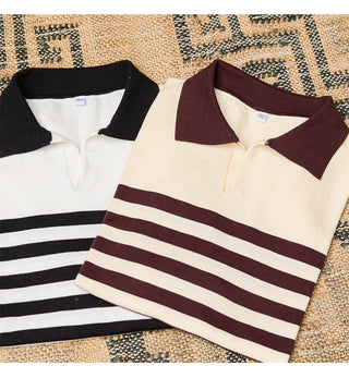 Lapel Lyocell Short Sleeve Fashion Breathable Stripes Polo Shirt Phosgene