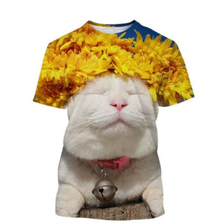 Funny Cute Cat Pattern Men's T-shirt 3D Animal Print Phosgene