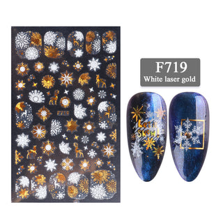 New Nail Stickers 3D Christmas Series Two-color Golden Laser Snowflake Thin Stickers Nail Art Design Nail Art Stickers - Phosgene