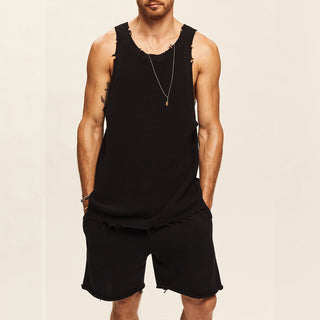 Men's Two-piece Knitted Sleeveless Tank Top Shorts Phosgene