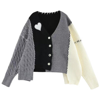 Loose And Lazy Style Irregular Heart Sweater Coat - Phosgene