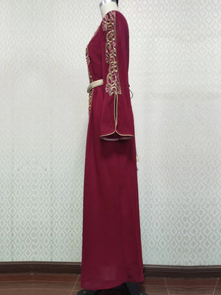 3737 Guerbang Arab Dubai Foreign Trade Embroidery Applique Dress - Phosgene