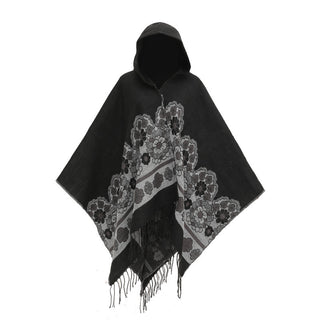 European And American Flower Woven Split Shawl Acrylic Fiber Hat Cloak - Phosgene