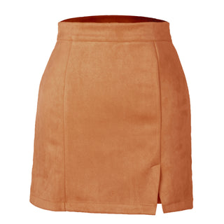 Autumn And Winter Suede A- Line Korean Style High Waist Fashion Sexy Skirt - Phosgene