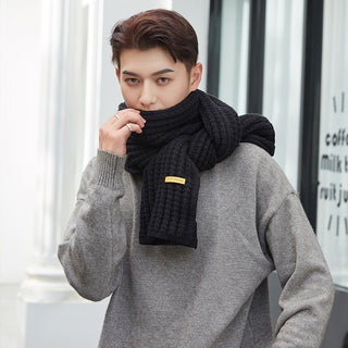 Men's And Women's Solid Colour Woollen Long Warm Knitted Scarf - Phosgene