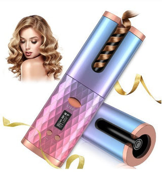 Rechargeable Automatic Hair Curler Women Portable Hair Curling Iron LCD Display Ceramic Curly Rotating Curling Wave Styer - Phosgene