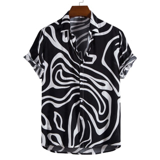 Summer New Plus Size Men's Casual Fashion Short Sleeve Shirt Phosgene