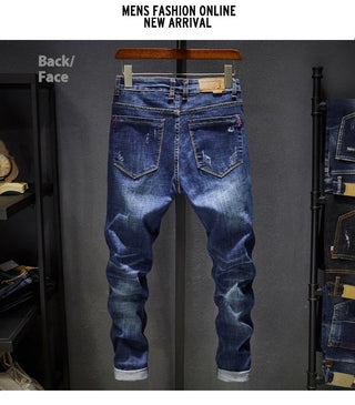 Cross-border Stretch Jeans Men's Ripped Casual Slim Fit Skinny Denim Pants Phosgene