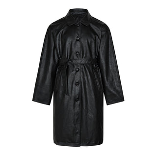 Leather Mid-length Trench Coat Men And Women - Phosgene