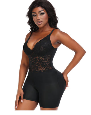 Plus Size Body Shaping Hip Lace Tight Braces Jumpsuit - Phosgene