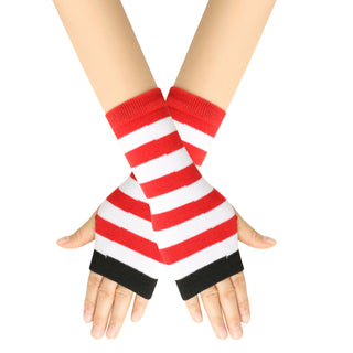 Knitted Finger-leaking Gloves Striped Thin - Phosgene