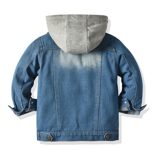 Children's Fake Two-piece Denim Jacket, Children's Hooded Fashion Casual Top - Phosgene