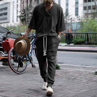 Casual Sweater Suit Men's Loose Short-sleeved T-shirt Trousers Phosgene