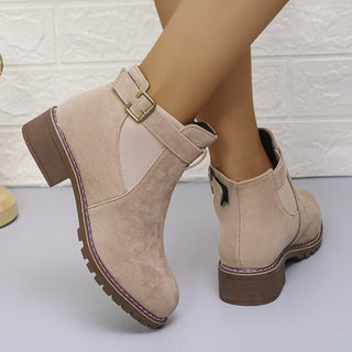 Chunky Heel Suede Elastic Band Martin Boots - Phosgene