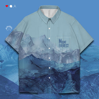 Mountain Oil Painting Trend Short Sleeved Shirt Phosgene