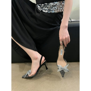 Pointed Toe Graceful Bow High Heels - Phosgene