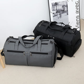 Large Capacity PU Leather Travel Bag Men Black Can Be Hung And Pulled - Phosgene