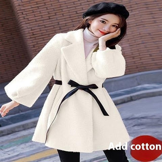 Women's Autumn And Winter New Korean Style Loose Thick Temperament Small Size Woolen Coat - Phosgene