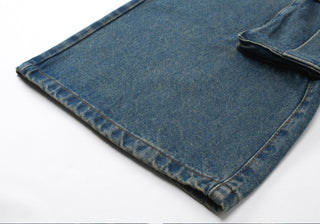 Men's Spring And Summer New Special-interest Design Washed And Worn Cargo Jeans Phosgene