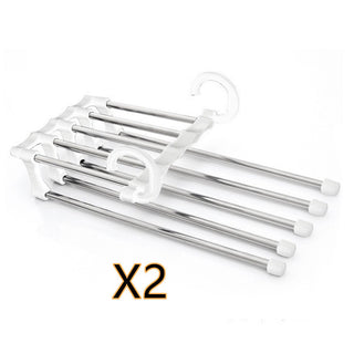 5 In 1 Wardrobe Hanger Multi-functional Clothes Hangers Pants Stainless Steel Magic Wardrobe Clothing Hangers For Clothes Rack - Phosgene