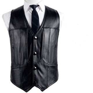 Genuine Leather Vest Man First Layer Cowhide Motorcycle Clothing - Phosgene