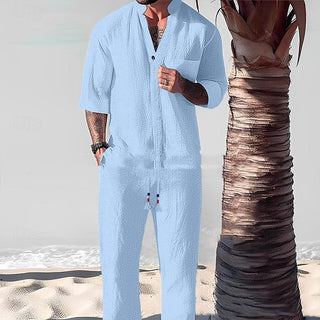 Cotton And Linen Half Sleeve Suit Men's Summer Phosgene