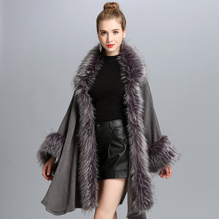 Faux Fur Cape Cape Women's Coat - Phosgene