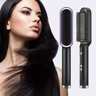 2-in-1 Electric Hair Straightener Brush Hot Comb Adjustment Heat Styling Curler Anti-Scald Comb, 2-in-1 Styling Tool For Long-Lasting Curls And Straight Hair - Phosgene