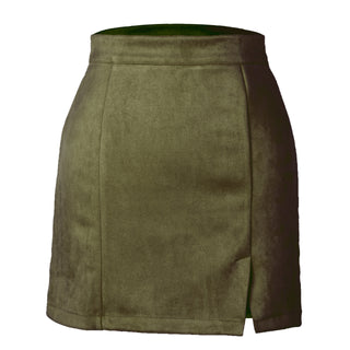 Autumn And Winter Suede A- Line Korean Style High Waist Fashion Sexy Skirt - Phosgene