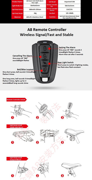 A8 Road Bike Anti-theft Alarm Lock - Phosgene