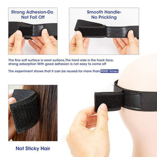 Black Knitted Velcro Adjustable Wig Elastic Band Beauty - Phosgene