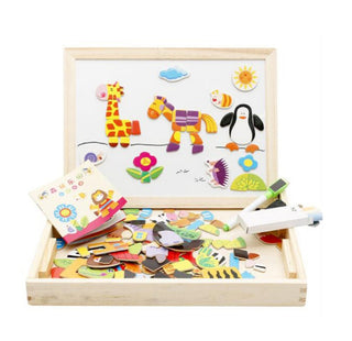 Multifunctional Magnetic Kids Puzzle Drawing Board Educational Toys Learning Wooden Puzzles Toys For Children Gift - Phosgene