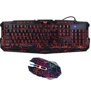 J10 tricolor backlight wired gaming keyboard set colorful luminous gaming mouse keyboard Russian keyboard - Phosgene