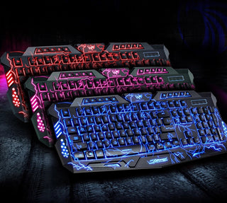 J10 tricolor backlight wired gaming keyboard set colorful luminous gaming mouse keyboard Russian keyboard - Phosgene