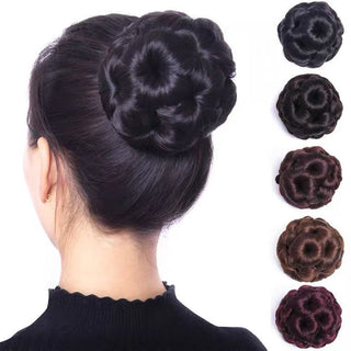 High Temperature Silk Wig Hair Ring, Hair Bun, Nine Flower Ball Head Bridal Costume Plate - Phosgene