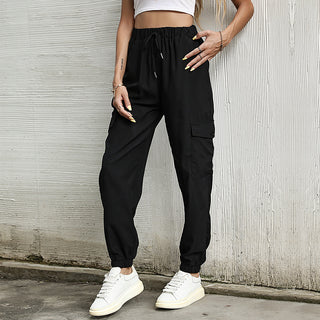 Long Solid Color Casual Elastic Ankle Banded Pants - Phosgene