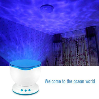 Ocean Wave Projector LED Night Light Remote Control TF Cards Music Player Speaker Aurora Projection - Phosgene