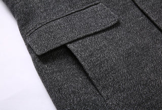 Thick Quilted Lapel Collar Men's Mid-length Wool Overcoat - Phosgene