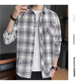 Loose Hong Kong Style Casual Coat Youth Plaid Shirt Phosgene