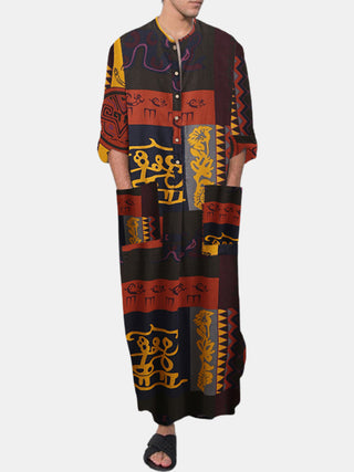 Casual Printed Long Long Sleeve Robe Dubai Robe - Phosgene