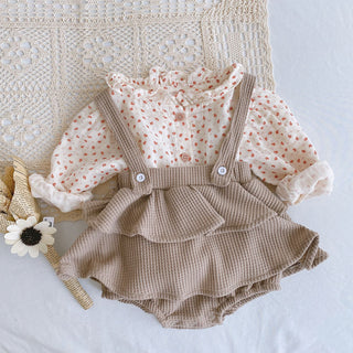 Baby Romper 0-2 Years Old Baby Clothes Baby Girl Foreign Style Pleated Lotus Leaf Sling Climber - Phosgene