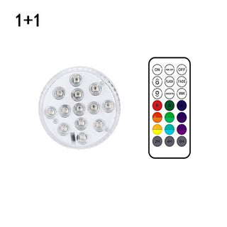 13 Led Submersible Light for Swimming Pool Garden Fountain Bathroom IP68 Waterproof Underwater Lamp with Suction Cup RF Remote - Phosgene