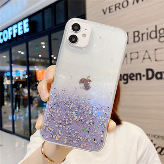 Compatible with Apple, Simple And Suitable For 11 Mobile Phone Case IPhone12 11pro Transparent Glitter - Phosgene