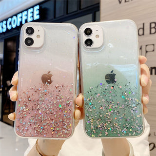 Compatible with Apple, Simple And Suitable For 11 Mobile Phone Case IPhone12 11pro Transparent Glitter - Phosgene