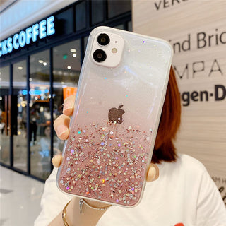 Compatible with Apple, Simple And Suitable For 11 Mobile Phone Case IPhone12 11pro Transparent Glitter - Phosgene