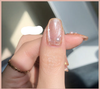 Milk Tea Crystal Stone Cat Eye Nail Polish Phosgene