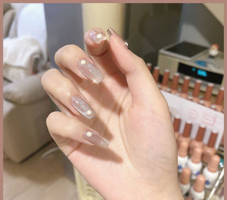 Milk Tea Crystal Stone Cat Eye Nail Polish Phosgene