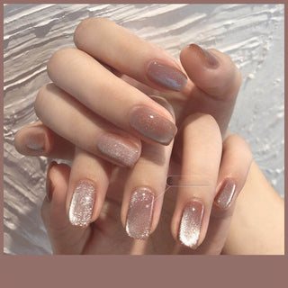 Milk Tea Crystal Stone Cat Eye Nail Polish Phosgene